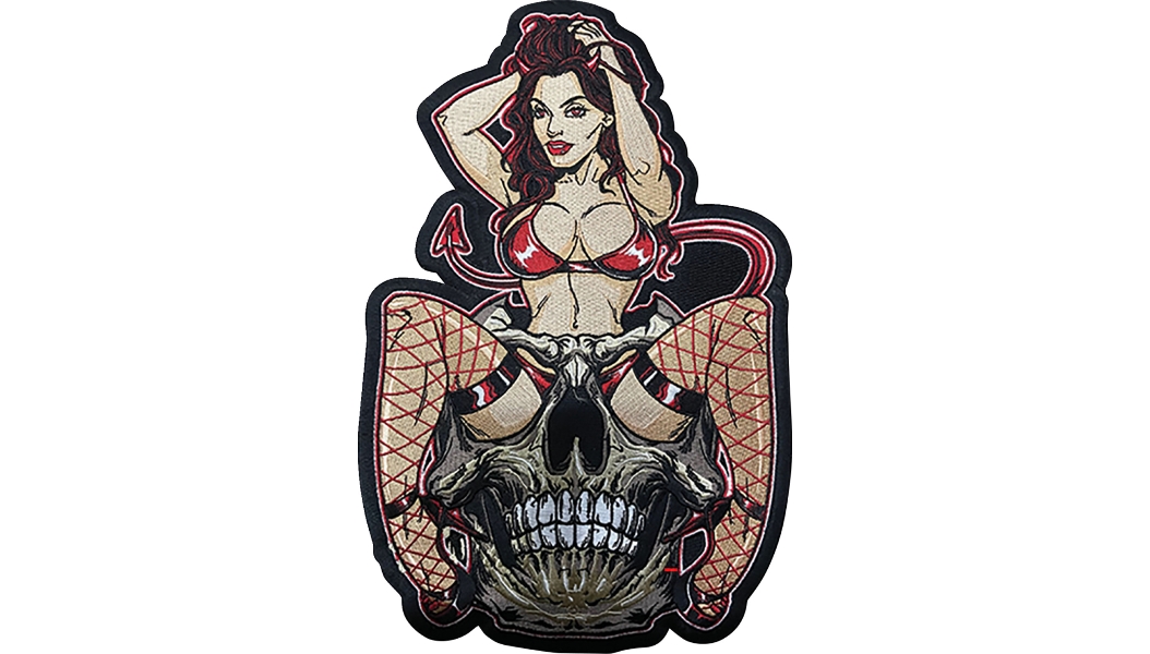 Lethal Threat Devil Girl Embroidered Patch – , 8.6in. W x 13.3in. L